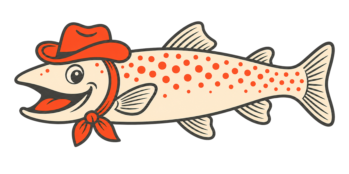 Comical white cowboy trout target